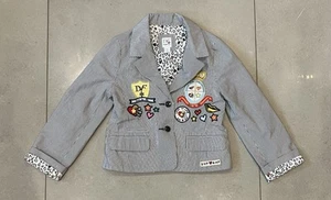 Gap Kids DVF Pin Stripe Blazer Appliqué Badges Embroidered Size M 8-9yrs - Picture 1 of 5