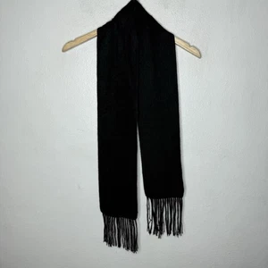 Alpaka Carrasco schwarz Schal 68,5 "x 5,5" Rechteck Herbst Winter minimalistisch Fransen - Bild 1 von 11