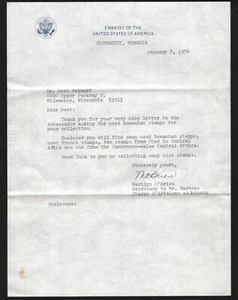 OPC 1974 US Embassy Bucharest Romania Stationary Letter to USA 47484 - Picture 1 of 1