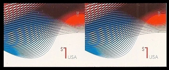 US 4953a One Dollar Patriotic Wave $1 imperf NDC horz pair MNH 2015 - Image 1 of 1