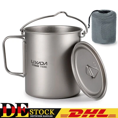 Lixada Titan Kochtopf Ultralight 750ml Camping Geschirr Deckel Küche Tragbarer