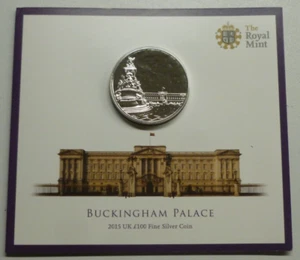 Buckingham Palace .999 Fine Silver BU UK £100 Coin 2015 Royal Mint Pack - Picture 1 of 4
