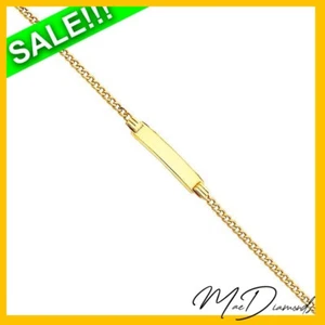Baby Bracelet ID Cuban Link Chain 14K Italian Yellow Gold 6 Inches  ON SALE!! - Picture 1 of 5