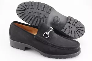 Men's GUCCI 'Horsebit' Black Suede Loafers Size US 11.5 - D GUCCI 11.5 - D - Picture 1 of 6