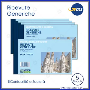 modulistica blocco ricevute generiche di denaro 5 blocchetti 10x16,5 buffetti - Foto 1 di 2