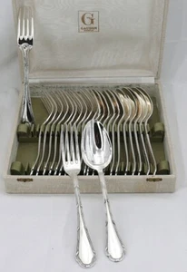 Ercuis Trianon 12 Tafelbesteck 24 Teile Metall versilbert Band Top Zustand - Bild 1 von 12