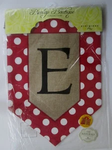 Evergreen BURLAP BOUTIQUE Monogram "E" GARDEN FLAG Double Sided NEW Initial E - Picture 1 of 2