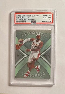 LEBRON JAMES 2008 U D First Edition Starquest Green SQ-17 PSA 10 GEM MINT Insert - Image 1 of 4