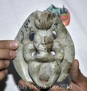 5.2" Old Chinese Hongshan Culture White Jade Carved Sun God Helios Statue - Picture 1 of 8