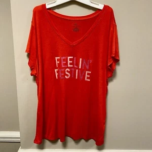 Cato Live Well Sleep Top Sz 18/20W Feelin’ Festive Red & Pink NWT - Picture 1 of 4