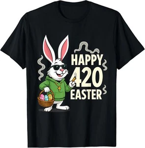 Happy 420 Easter Bunny T-Shirt - Picture 1 of 5