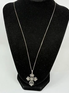 Colgante de cruz de filigrana QVC en cadena de plata de ley - Imagen 1 de 3