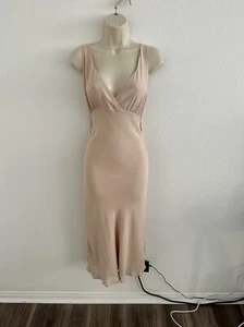 Reformation NWT Sz 2 S / XS Venezia Midi Dress Bridesmaid Champagne Neutral - Picture 1 of 12