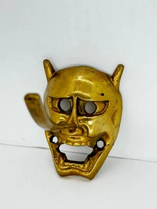 Taiwan Brass Devil Demon Long Nose screw on Wall Hook Japanese Tengu 2.5" x 4" - Picture 1 of 7