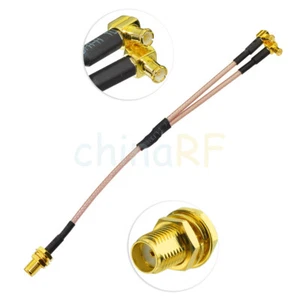 1pcs SMA Female to Y Type 2X MCX male RA Splitter Jumper pigtail RG316 cable 6in - Picture 1 of 4