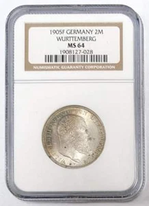 1905 F Germany 2 Mark Wurttemberg NGC MS 64 - Picture 1 of 3