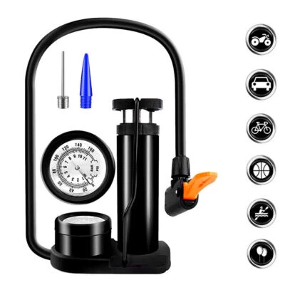 Portable Mini Bike Foot Activated Pump Bicycle Tire Air Pump with Pressure Gauge - Image 1 of 4