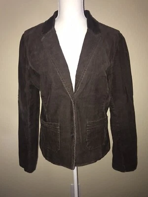 Chaqueta Blazer Mujer Antigua Azul Marino Pana 2 Botones Frontales Forrada Marrón Talla Grande Foto 1 de 4