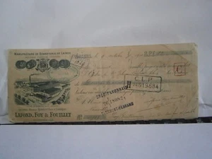 Quittance Manufacture de bonneterie de laine Lafond foy Fouillet Angers 1901 - Imagen 1 de 2