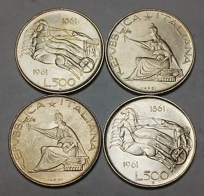 10x UNC 1961-R Italy 500 Lire - Sharp Silver Coins! - Unification Centennial - Image 1 of 4