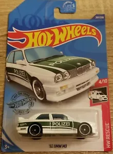 Hot Wheels 2020 HW Rescue 4/10 '92 BMW M3 207/250 auto polizia polizia polizia - Foto 1 di 2