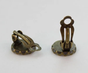 30PCS Antiqued bronze 12mm Cabochon Settings Clip on Earrings #22959 - Picture 1 of 1