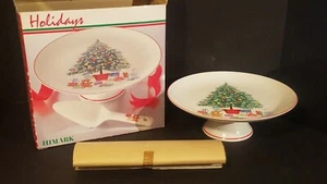 NEW IN BOX Vintage Christmas Pedestal Footed Cake Plate Himark Made Japan 1987 - Picture 1 of 10