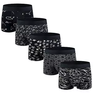 ASUDESIRE Herren Unterwäsche Boxershorts Baumwolle riesiger Beutel Hosen kurzes Bein 5er-Pack - Bild 1 von 6