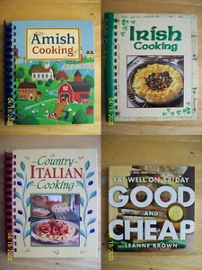 Amish, Irish, and Italian Cooking, and Eat Well on $4 day Cookbooks -- Lot of 4 - Bild 1 von 12