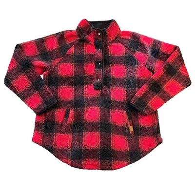 Sudadera pulóver Maurices para mujer Sherpa polar roja negra búfalo a cuadros grande Foto 1 de 4