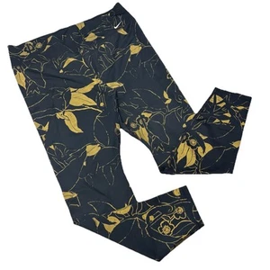 Leggings NIKE Dri Fit allenamento donna XXL nero oro metallizzato vita media floreale - Foto 1 di 8