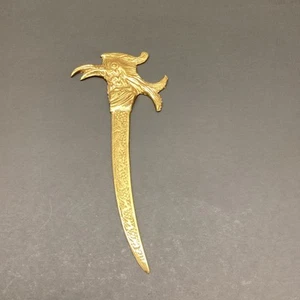 Brass Sword Letter Opener Bird Head Paper Knife Ornate Gold Tone 4 3/4" India - Picture 1 of 9