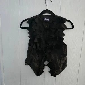 Mystique Vintage Ruffle Vest Taglia Small - Y2K, Avant Garde, Goth Glam, Festival - Foto 1 di 5