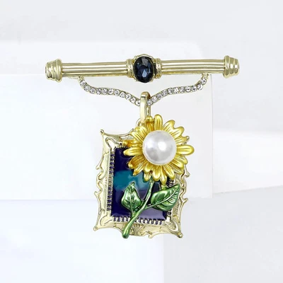 Broche Girasol de Lujo Cristal Amarillo Prendedor Otoño Acción de Gracias Joyería Regalo Mujeres Foto 1 de 4