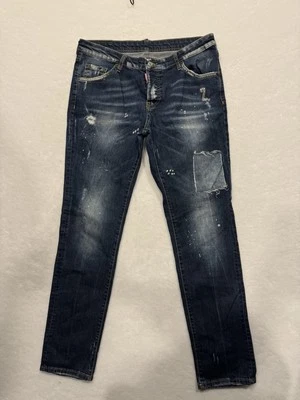 Pantalones de mezclilla Dsquared2 para hombre talla 52 placa de metal 2 parche salpicaduras patinador con botones 34x31 Foto 1 de 4