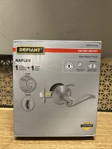 NEW Defiant Naples Satin Nickel Combo Pack with Single Cylinder Deadbolt - Picture 1 of 4