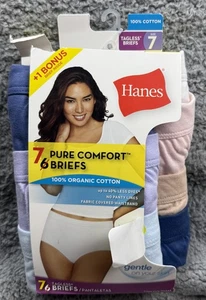 Hanes Pure Comfort Briefs Womens Size 7 Assorted Colors 7 Pack Organic Cotton - Picture 1 of 4