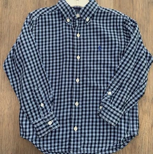 Boys Polo Ralph Lauren Button Up Light Flannel Blue Plaid Long Sleeve Size 4 - Picture 1 of 3