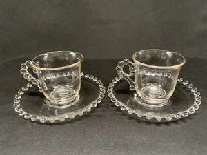Candlewick Footed Demitasse Cup and Saucer Imperial Glass 2 Sets - Picture 1 of 8