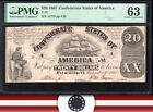 T-18 1861 $20 Confederate Currency Pmg 63 *Civil War Note* 14719