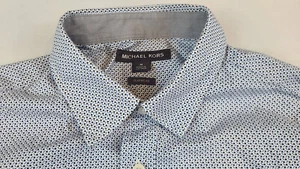 Michael Kors Mens Dress Shirt Medium Geometric Long Sleeve Blue - Picture 1 of 5