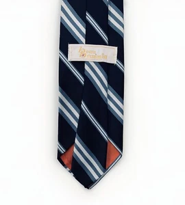Beau Brummell Krawatte Herren Vintage dunkelblau gestreift Regiment Designer kurz - Bild 1 von 7