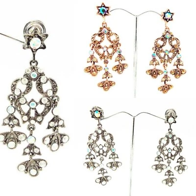 CC 2.25 in CLEAR OR RED CRYSTAL SILVER COPPER CHANDELIER BUTTERFLY EARRINGS NEW - Image 1 of 4
