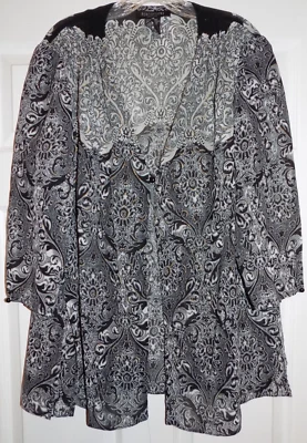 Perceptions New York 18 1X black silver gold metallic overpiece jacket shrug - Image 1 of 3