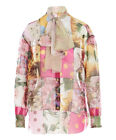 DOLCE & GABBANA Blouse Patchwork Floral Silk Top Shirt Long Sleeves 42IT UK10 M