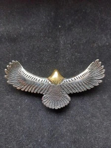 NEW STERLING SILVER SHOP IBIZA GOLD PLEATED EAGLE PENDANT NECKLACE ARGENTO 925  - Foto 1 di 4