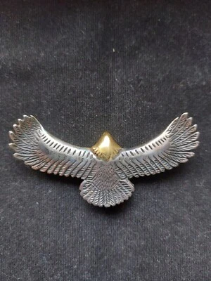 NEW STERLING SILVER SHOP IBIZA GOLD PLEATED EAGLE PENDANT NECKLACE ARGENTO 925  - Immagine 1 di 4