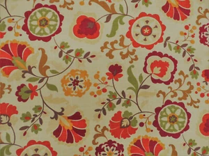 Belle Maison Daphine Linen Upholstery Drapery Fabric Crimson Floral NN48 - Picture 1 of 1