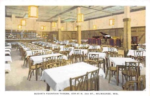 Postal Budar's Fountain Tavern interior Milwaukee Wisconsin década de 1930 - Imagen 1 de 2