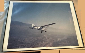Framed Photograph (16"x12") restored WWII liaison / observation plane in flight - Picture 1 of 2